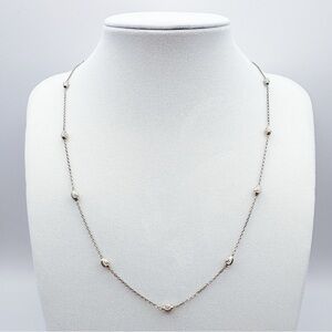 Beaded 18” layering necklace, sterling silver 925, vintage, made in Italy